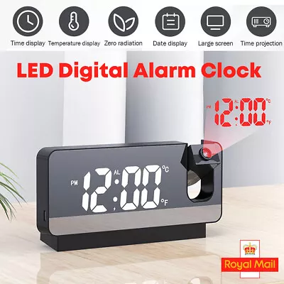 £14.59 • Buy LED Projection Digital Alarm Clock Temperature Date Snooze Ceiling Projector UK