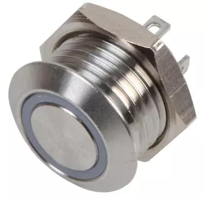 Vandal Resistant Momentary Switch With 12V RGB LED 24V DC 0.3A 1NO / SPST 12mm • £13.99