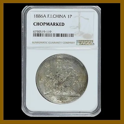 French Indochina 1 Piaster Silver Coin 1886 A Chopmarked NGC 6750519-119 • $189.95