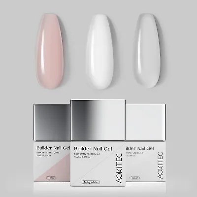 Aokitec 15ml Builder Nail UV Gel 0.5oz Clear Nude Pink White 3 COLORS PICK ANY • $9.99