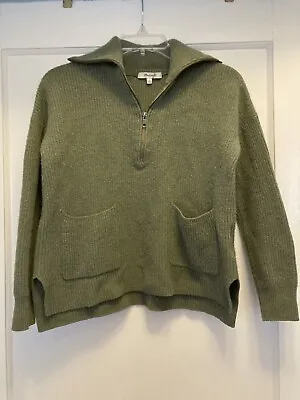 Madewell Sweater 1/4 Zip Merino Wool Blend Turtleneck XS Olive Green Cropped • $14