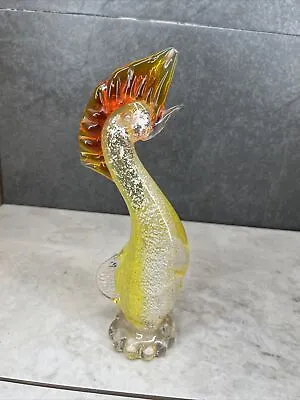 Vintage Murano Glass Red Yellow Silver Dust Rooster/Bird/dragon Figurine • $44.99