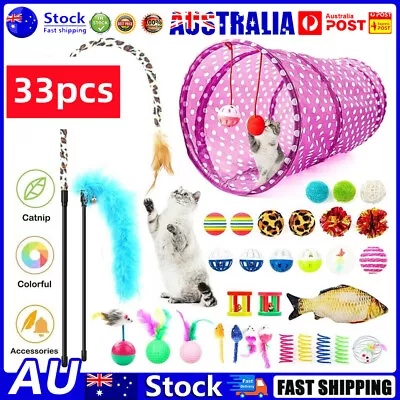 33 Items Lovely Pet Toy Bulk Buy Cat Kitten Toys Rod Fur Mice Bells Balls Catnip • $18.37