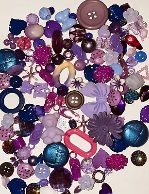 Acrylic & Resin Flower Beads Gems Cabochon Embellishments PURPLE SHADES MIXED • £2.59