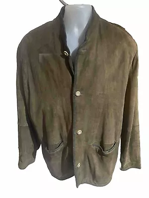 Men's Milestone Brown Suede Leather Jacket Nehru Collar L - Xl • $30