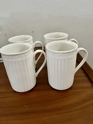 Mikasa Italian Countryside Cappuccino Coffee Mugs White Set 11 Oz  4 3/4” • $79.99