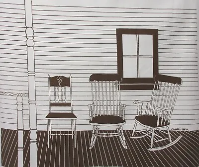 Marushka Screen Print Unframed Canvas 3 CHAIRS ON PORCH In Brown  22  X 18  • $19.99