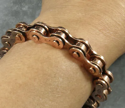 Antiqued Copper Plated Bicycle Chain Link Bracelet Adjustable Mens Womens • $21.95