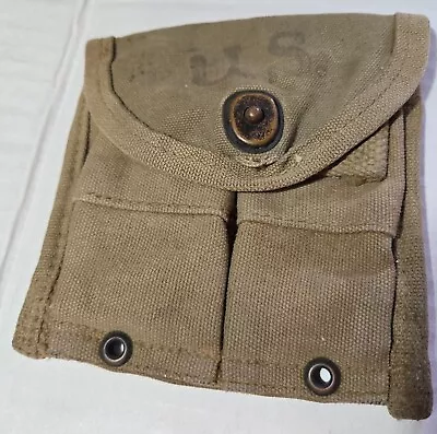 WWII / WW2 1943 M1 Carbine OD Green Canvas Belt Mag Pouch • $18