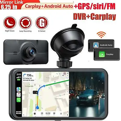 6.25 4K Dash Cam Portable Car Stereo Radio Wireless Apple CarPlay/Android Auto • $128.99