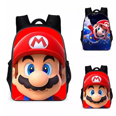 Super Mario Backpack Kids Boys Girls School Bag Student Shoulder Bookbag Travel • £17.92