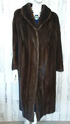 Brown Long Real Mink Fur Coat Germany Sz M-L • $429