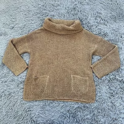 Vintage Margaret Winters Chunky Knit Tan Sweater Roll Neck Size Medium Neutral • $27.99