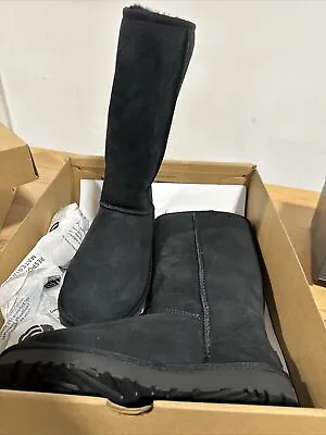 UGG Women's Pull On Sheepskin Warm Classic Tall II Boot 1016224 Size 8 Black • $125