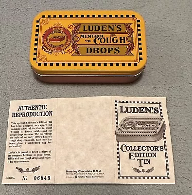 VTG LUDEN'S Lithograph Menthol Cough Drops Collector's Tin Reading PA Embossed • $9.99