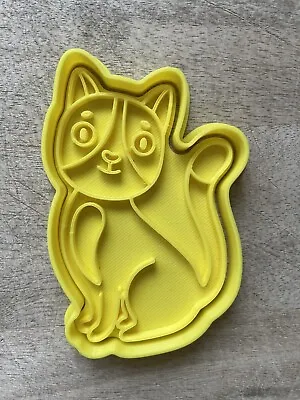 3D Cat Cute Cookie Cutter Embosser Biscuit Icing Fondant Clay Baking Clay 9cm UK • £4.99