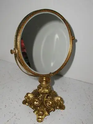 Vintage Matson Gold Hollywood Regency Rose Filigree Swivel Vanity Mirror • $69.95