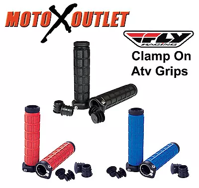 Fly Racing Clamp On Atv Hand Grips Handlebar Thumb Throttle Quad Grip Lock BMX • $14.99