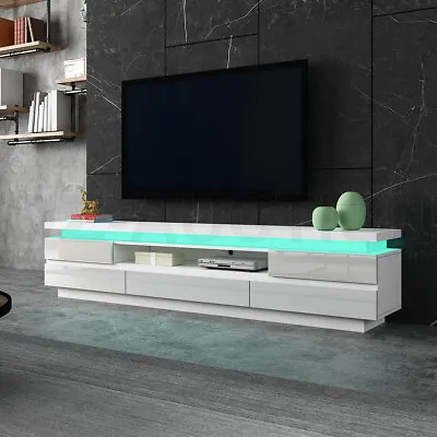 $299.95 • Buy TV Cabinet Stand Entertainment Unit LED Gloss TV Console Table 5 Drawers White