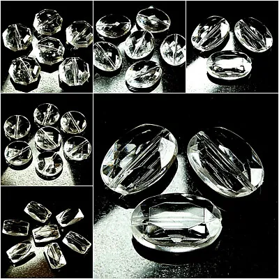 Acrylic Beads~round~oval~octagon~rectangle~clear~faceted~transparent • £1.79