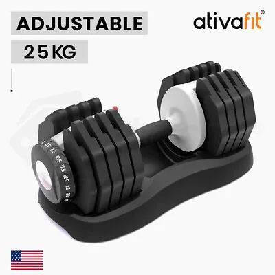 ATIVAFIT 25kg Adjustable Dumbbell Weights Home Gym Fitness Training Equipment • $234