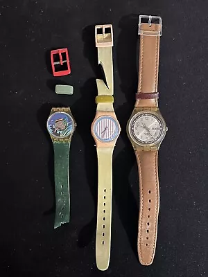 Vintage Lot Of Three (3) SWATCH Ladies Watches For Parts/Repair Nice Collection • $15
