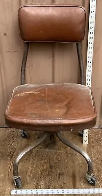 Vintage Fritz Cross Co St Paul 1940's Industrial Metal Brown Swivel Domore Chair • $199.99