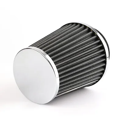 Silver 3  High Flow Inlet Cold Air Intake Cone Replacement Dry Filter Car Parts • $13.89