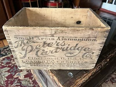 Vintage Peters Cartridge Co Wooden Box Small Arms Ammo Crate Finger Jointed • $96.85