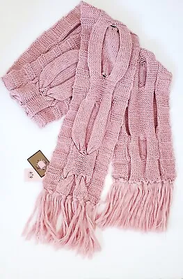 Juicy Couture Pink Cable Knit Wool/Mohair Scarf  76 X8 • $18