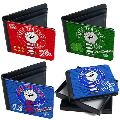 Mens Football Wallet Keep The Faith Retro Coin Card Personalised Gift All Teams • £14.95