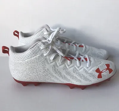 $89.99 • Buy New UA Under Armour Spotlight 4D Football Cleats 3023963-101  White/Red Size 14