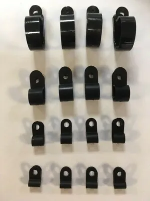 £1.79 • Buy High Quality Black Nylon Plastic P Clips - Fasteners For Cable & Tubing