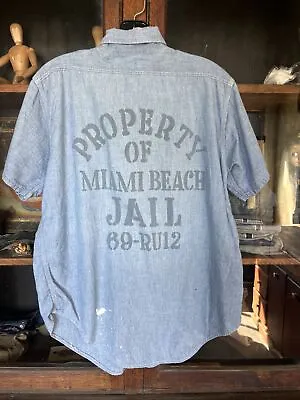 $9.99 • Buy Vintage 1950’s /  1960’s Prison Chambray Shirt Jail Sanforized Workwear