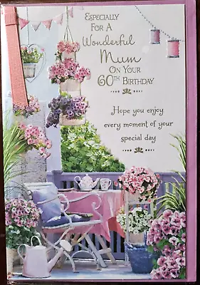 Especially For A Wonderful Mum 60th Birthday . Medium Card 15x25cm (6x9inches) • £2.73