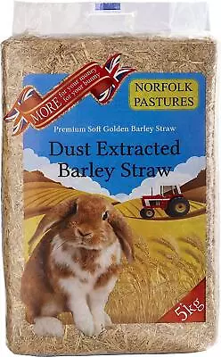 Norfolk Pastures Premium Soft Golden Barley Straw Rabbit Food Small Animal 5kg • £8.84