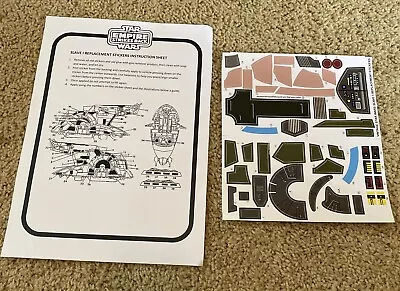 CUSTOM DIE CUT STICKERS For VINTAGE STAR WARS - SLAVE 1 ONE  + COCKPIT STICKER • $14.95