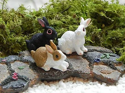 Set Of 3 Super Cute Miniature Bunny Rabbits For Your Fairy Garden • £5.75