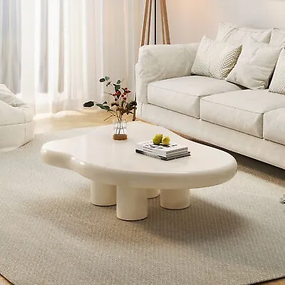 Guyii White Coffee Table Cloud Center Table With 4 Legs For Living Room • $194