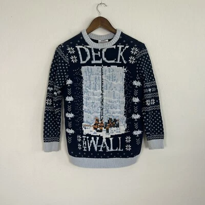 $27 • Buy Game Of Thrones Mens “Deck The Wall” Ugly Christmas Knit Sweater Navy Blue Small