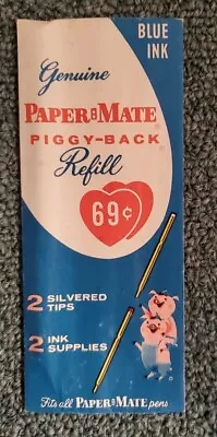 Sealed Vintage Piggy-Back Paper Mate Pen Silvered Tip Refill Blue Ink PaperMate • $14.99