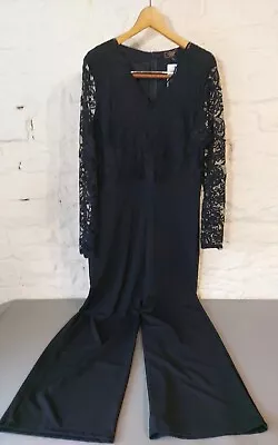 Lipsy Black Jumpsuit With Lace Top Size UK 18 BNWT • £20