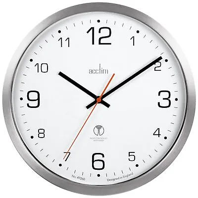 £50 • Buy Acctim Atomik Wall Clock Non-Tick Sweep Radio Controlled Brushed Metal Case 30cm