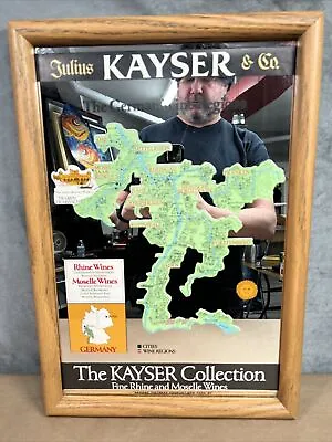 Vtg. Julius Kayser & Co.  14 X 20 Bar Mirror-german Wine Wood Framed • $34.99