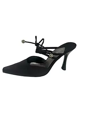 Enzo Angiolini Black Strappy Sandals Heels Evening  Rhinestone Women’s 7 • $25