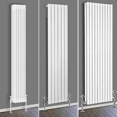 Oval Column Flat Panel Radiator Traditional Vertical Central Heating Rads White • £16.99