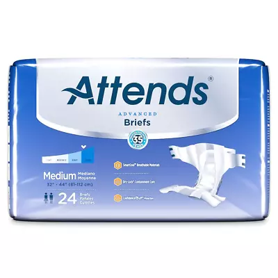 Attends Advanced Incontinence Briefs Adult Diapers With Tabs Heavy Absorbency • $15.99