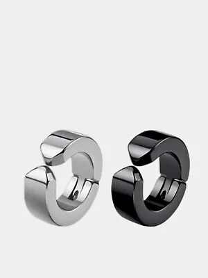 Men Titanium Steel Magnetic Clip Earrings No Piercing Charm Hoop Earrings 1 Pair • £3.39