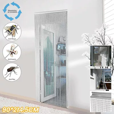 Aluminium Door Fly Screen Metal Chain Curtain Blind Insect Blinds 214cm X 90cm • £43.99