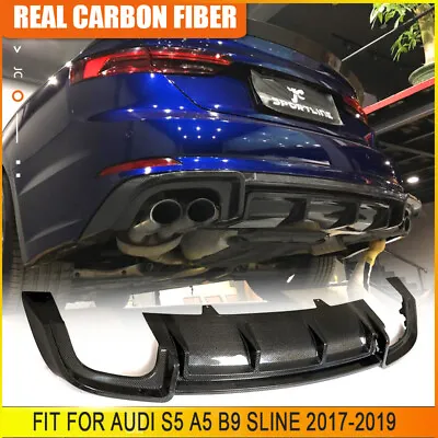 REAL Carbon Rear Bumper Diffuser Spoiler Lip Fit For Audi S5 A5 Sline 2017-2018 • $474.99